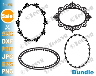 Oval Frame SVG Bundle Monogram Frame SVG PNG Floral Decorative Icon Flower Wreath Cricut Vector