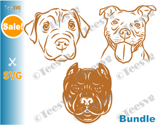 Pit Bull SVG Bundle, PitBull Face SVG, Pitbull Silhouette SVG Images, Dog Head SVG, Bully Pit SVG