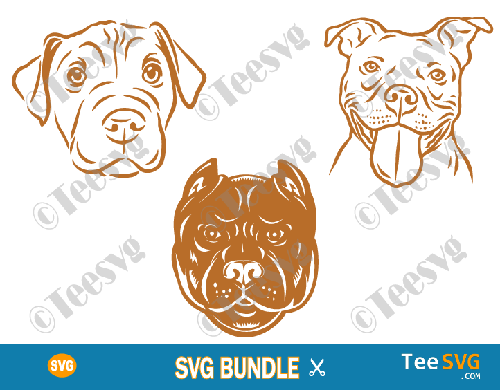 Pit Bull SVG Bundle, PitBull Face SVG, Pitbull Silhouette SVG Images, Dog Head SVG, Bully Pit SVG