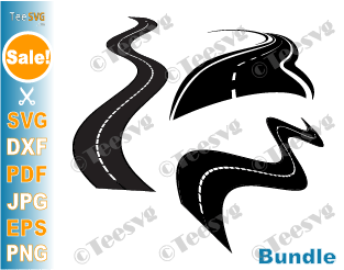 Road SVG Image Road Trip SVG Road Signs Bundle Icon Curved Highway Vector Clip art Black and White Long Wavy Road File