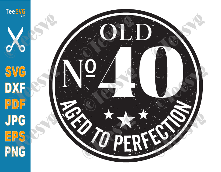 40th Birthday SVG 40 Years SVG Aged to Perfection Forty Anniversary Distressed Old Number 40 Quotes Shirt PNG
