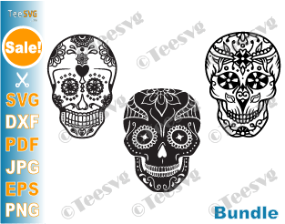 Sugar Skull CLIPART Free SVG PNG Bundle | Day of the Dead Layered Vector Graphic Design Cricut Sublimation Silhouette Images