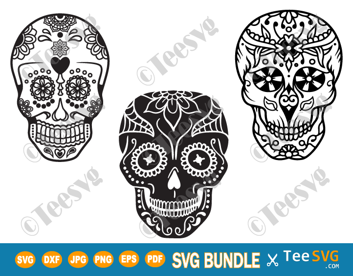 Free Sugar Skull SVG Bundle Day of the Dead Layered Vector Cricut Cut Files