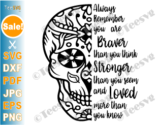 Always Remember Who You are Braver Than You Think SVG Sugar Skull believe | More Loved Than You Know Stronger Than You Feel PNG DXF Cut File Sayings Quotes