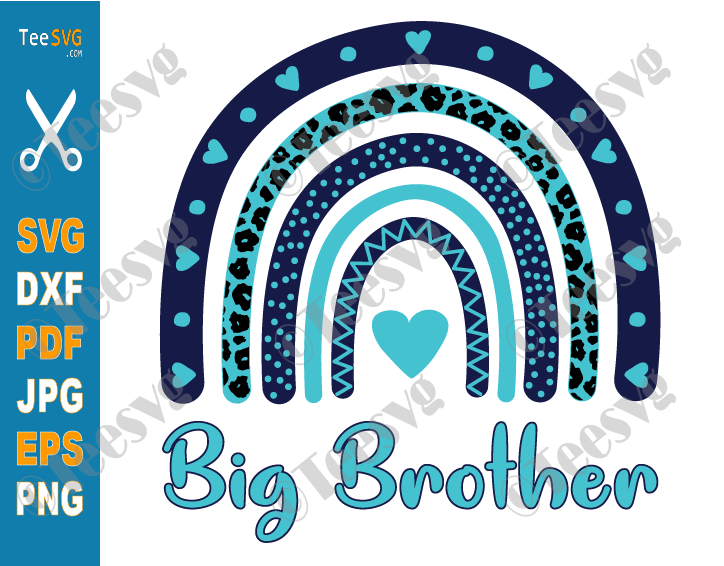 Big Brother SVG Designs PNG CLIPART | Boho Rainbow Big Leopard | Best Big Bro SVG Files for Cricut Boy Vector Graphic Design Shirt Sublimation