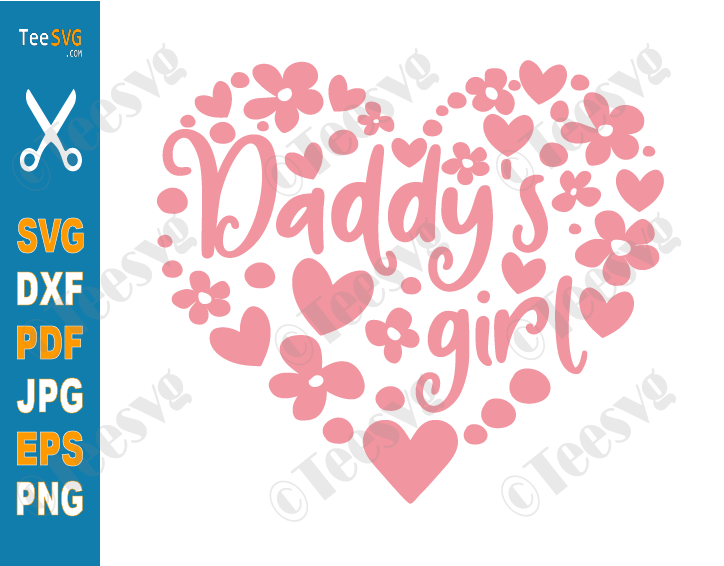 Daddy Daughter SVG PNG Design | Daddys Girl SVG Vector | Cute Pink