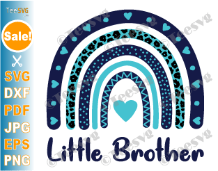 Little Brother SVG CLIPART PNG | Boho Rainbow Leopard | Younger Little Bro SVG Baby Boy Onesie Cricut Images