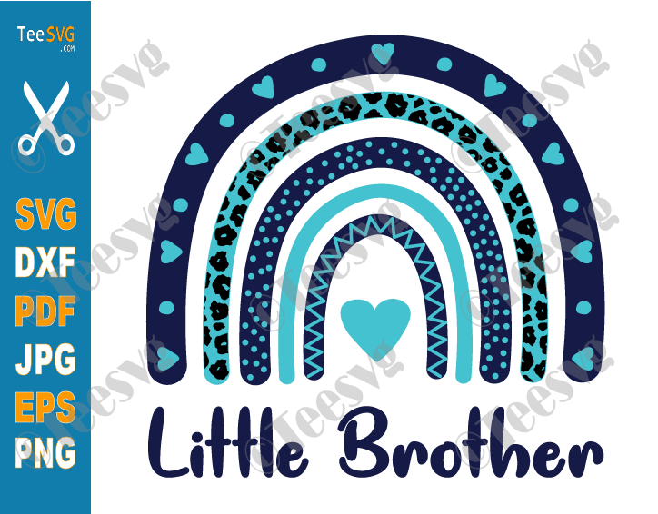 Little Brother CLIPART PNG SVG | Boho Rainbow Leopard | Younger Little Bro SVG Baby Boy Onesie Cricut Images