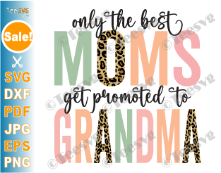 Only the Best Moms Get Promoted to Grandma SVG PNG Sublimation Distressed Vintage New Grandma Leopard Print Design Pregnancy