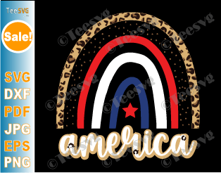 4th of July SVG, America Rainbow SVG PNG, Leopard Print, Patriotic Rainbow SVG, Independence Day USA