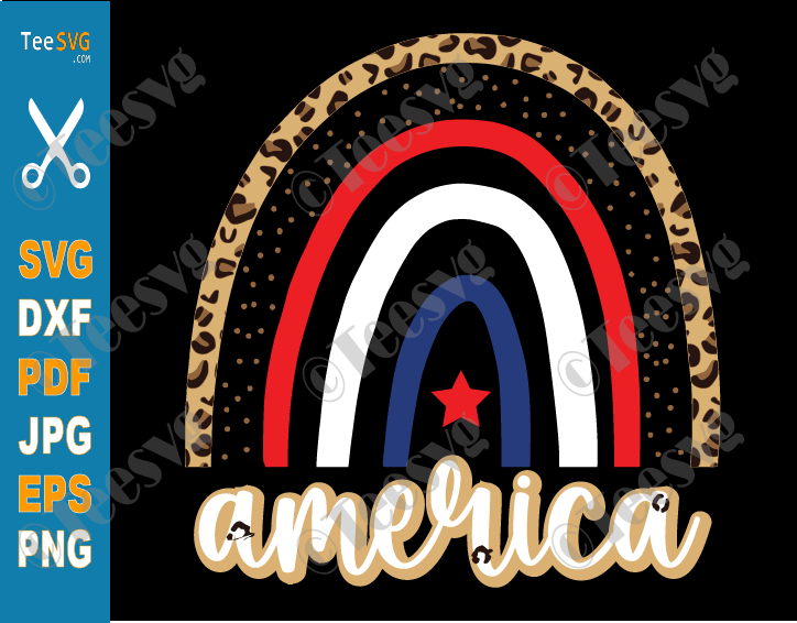 4th of July PNG Images SVG Files | America Rainbow SVG CLIPART | Leopard Print | Patriotic Rainbow | Fourth Independence Day | Merica USA Designs