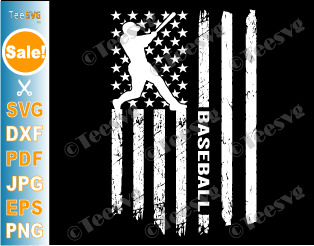 Baseball SVG Images | American Flag Baseball PNG SVG CLIPART | Baseball Player Silhouette SVG | Cricut Baseball Shirt Ideas | Retro Vintage USA Flag Designs