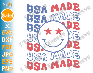 Made in The USA SVG PNG USA Made SVG July 4th Independence Day Fourth of July Star Smiley Usa Smiley SVG America