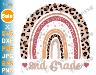 2nd Grade CLIPART SVG PNG | Rainbow second Grade Teacher SVG Elementary School Squad Shirt Sublimation Design Cut Files