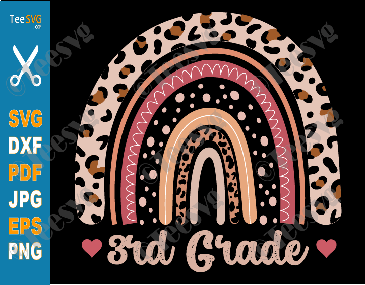 3rd Grade CLIPART SVG PNG Files Rainbow Teacher Third Grade CLIPART Kids Students Shirt Design