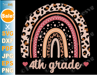 4th Grade CLIPART Fourth Grade Teacher SVG PNG | Rainbow Hello Grade 4 Fourth Grader Shirt Cut Files