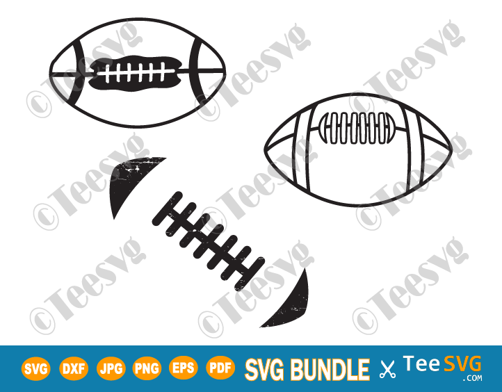 Football Outline CLIPART PNG SVG Bundle, American Football Vector Ball Drawing Template Images