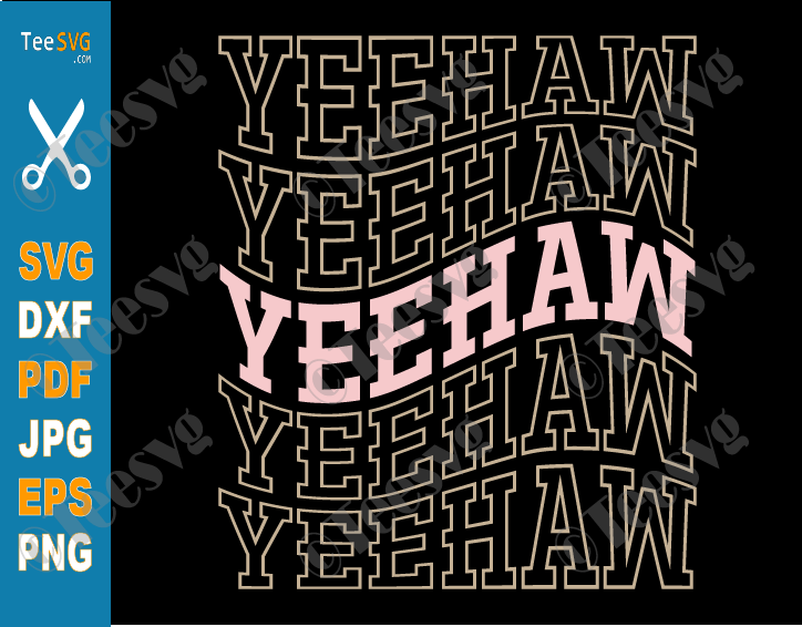 Western PNG Designs SVG CLIPART Yeehaw SVG Wavy Cowboy SVG Files Rodeo Country Southern Texas Horse Cowgirl Cricut