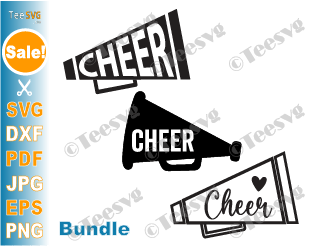 Cheer Megaphone SVG Bundle Pom Pom SVG Cut Cheerleader Cheerleading Cheer Mom Megaphone Clipart Cricut