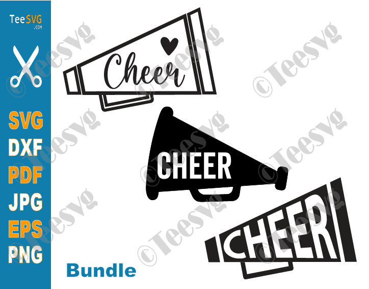 Cheerleading Megaphone SVG PNG Bundle | Cheer Megaphone CLIPART