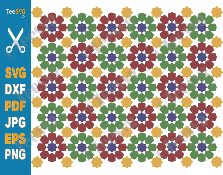 Moroccan Tile SVG PNG CLIPART Arabesque Tile Svg Pattern Background Ceramic Tile Craft Ideas Zellige Mosaic Islamic Art Stencil Traditional Colorful Arts