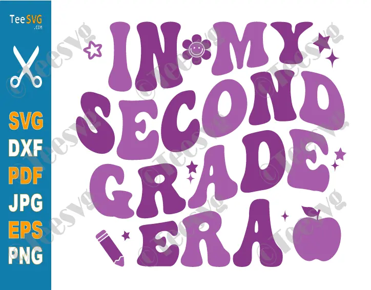 Second Grade Teacher SVG PNG CLIPART Purple In My Second Grade Era SVG In My 2nd Grade Era SVG Cool Teacher Elementary School Cricut Shirt Sign Design