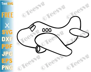 Easy Airplane Outline Clipart Black and White - PNG JPG SVG FREE - Plane Images - Simple Aeroplane Hand Drawn Aircraft Vector - Flight Transparent Background Illustration Download