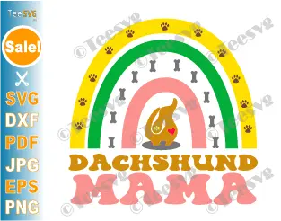 Dachshund Mama SVG PNG CLIPART Rainbow Wiener Doxie Dog Mom Lover puppy Cute Fur Pet Mother Sublimation Cricut Shirt Design Print.
