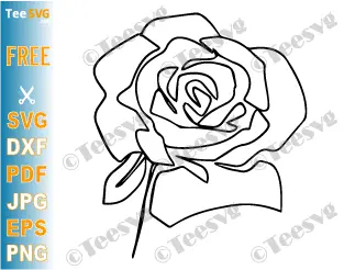 Flower Outline CLIP ART Black and White Free PNG JPG SVG Drawing - Simple Rose Line Art Easy Floral Illustration - Vector Transparent Background Images Down.