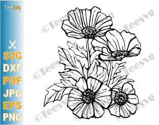 Bouquet of Roses CLIPART Black and White Free PNG JPG SVG Images -Simple Flowers Drawing Bunch Floral Outline Vector Transparent Background Illustration Download.