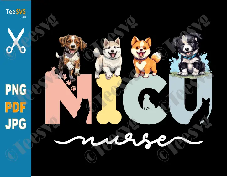 NICU Nurse Graphic Clipart Png Baby Dogs Cute Neonatal intensive care nurse ICU RN Sublimation Design