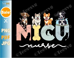 NICU Nurse Graphic Clipart Png Baby Dogs Cute Neonatal intensive care nurse ICU RN Sublimation Design.