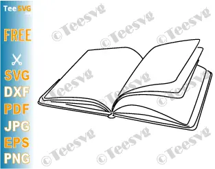 Open Book Outline CLIPART Black and White PNG JPG SVG Vector – Simple Easy Blank Book Clip art – Reading Picture Transparent Background