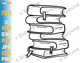 Book Stack Outline CLIPART Black and White FREE PNG SVG JPG Transparent Background - Hand Drawn Closed Books Vector Image Illustration