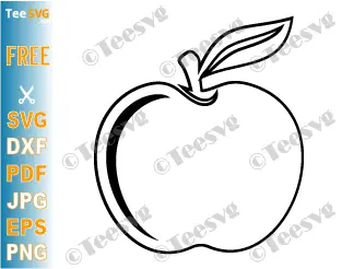 Apple CLIPART Outline Black and White PNG JPG SVG Free -Cute Picture of Apple Image Transparent Background Download.