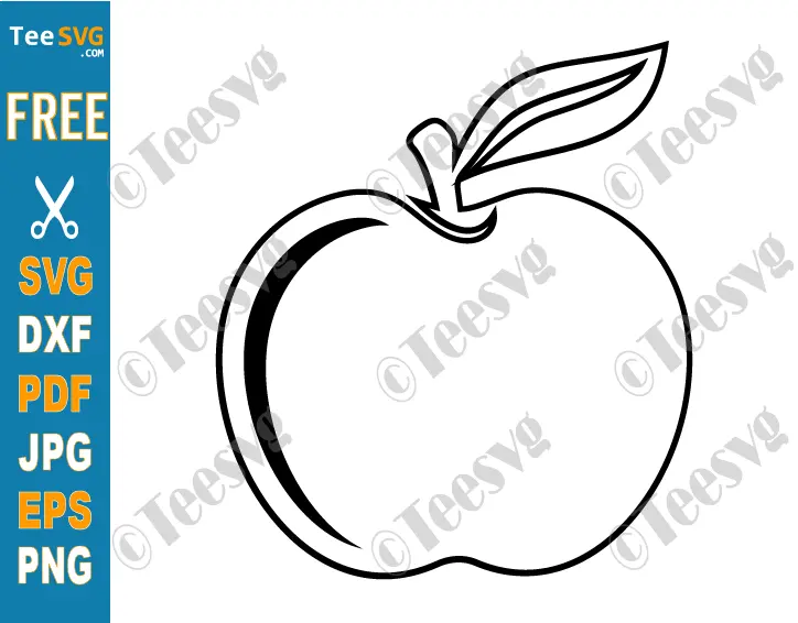 Apple CLIPART Outline Black and White PNG JPG SVG Free - Cute Picture of Apple Image Transparent Background Download