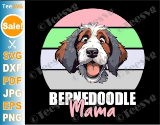 Bernedoodle Mama CLIPART SVG PNG Graphic Design Doodle Bernese Mountain Vector Dog Mom Sublimation Poodle Illustration Decal Puppy Images Print .
