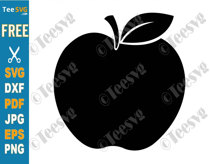 Black Apple Silhouette CLIPART Free JPG SVG PNG with Transparent Background Download