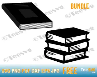 Black Book Silhouette CLIPART FREE Bundle SVG PNG with Transparent Background - Closed Stack of Books Silhouette Vector Image.