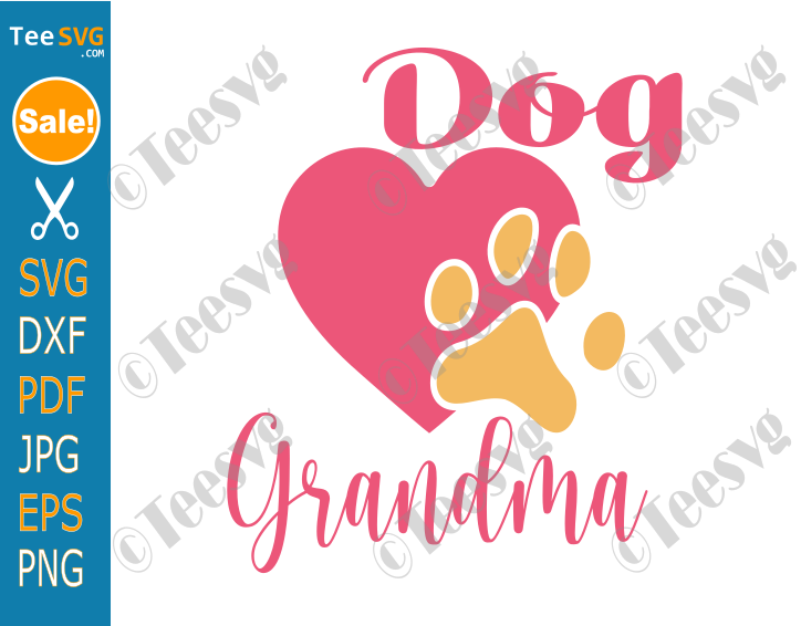 Dog Grandma SVG PNG Graphic Design - Puppy Granny Clipart - Heart Paw Vector Illustration Cricut Sublimation