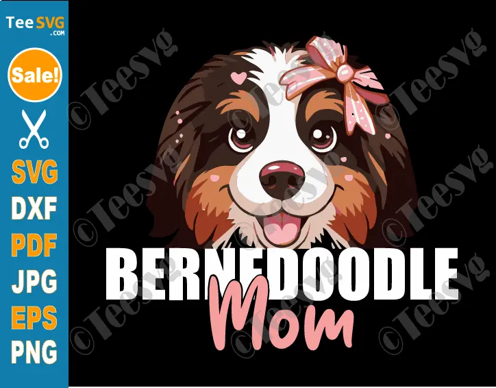 Mom Bernedoodle SVG PNG CLIPART Shirt Design Cute Bernese Mountain Dog Mama Vector Mini Poodle Doodle Graphic Puppy Illustration
