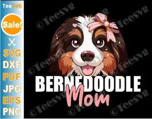 Mom Bernedoodle SVG PNG CLIPART Shirt Design Cute Bernese Mountain Dog Mama Vector Mini Poodle Doodle Graphic Puppy Illustration.