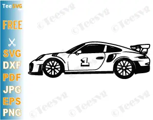 Race Car Outline CLIPART Black and White PNG JPG SVG Free - Easy Sports Car Drawing - Number 1 Racing Image with Transparent Background Download.