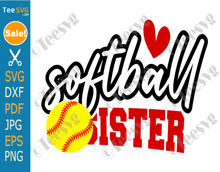 Softball Sister SVG Files PNG - Little Sister Softball Sister Designs Cricut Shirt