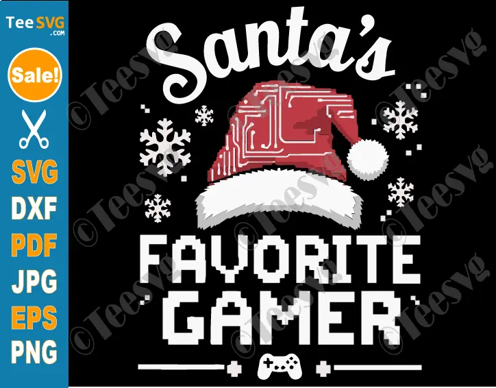 Santa's Favorite Gamer SVG PNG Retro Christmas Gaming SVG Boys Arcade Pixel Art Cricut Shirt Design