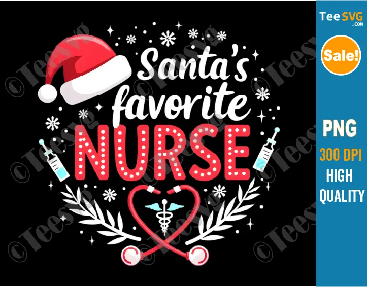 Santa's Favorite Nurse PNG Christmas Nurse PNG Sublimation Clipart Transparent Background Images