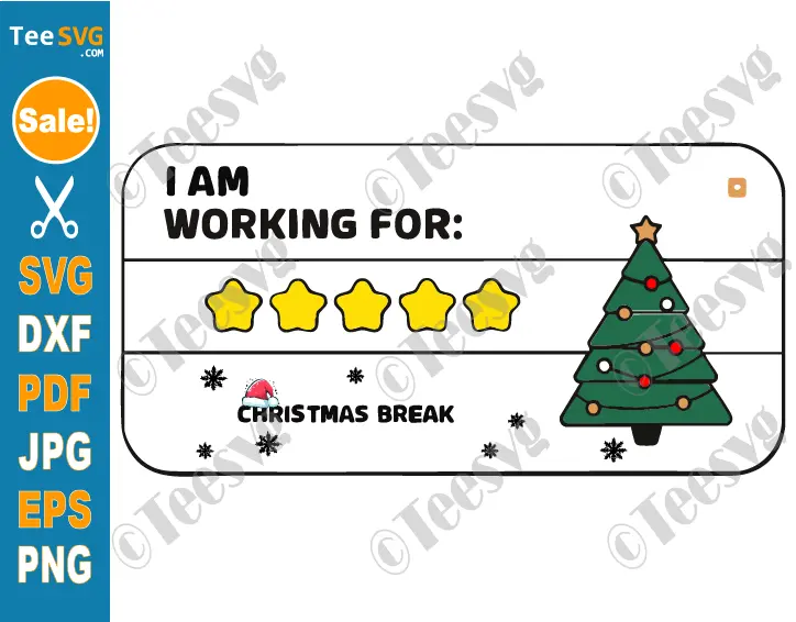 I Am Working For Christmas Break SVG PNG 5 stars Teacher Xmas Tree Cricut Shirt Design